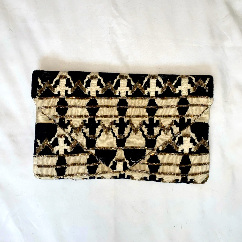 Black & Gold Intricate Beaded Clutch